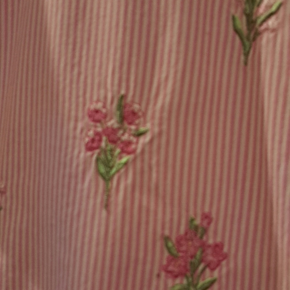 Basic Editions Floral Embroidered Button Down Shirt Pink Striped size M - Picture 5 of 16